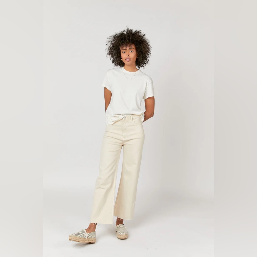 Oliver Logan High Rise Wide Leg Crop in Ecru Size 25